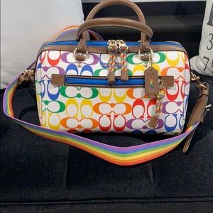 Coach rainbow barrel satchel
